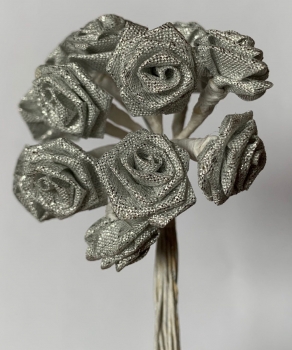 Stoffrose silber irisierend